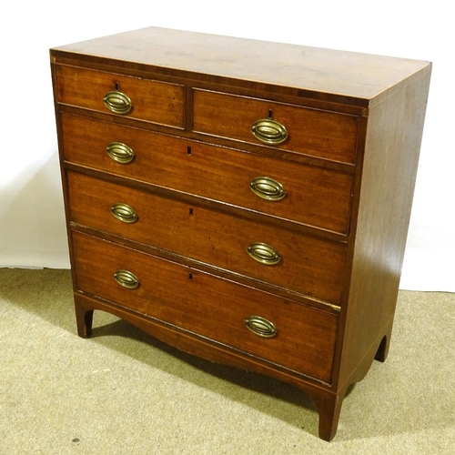 247 - A Georgian square mahogany chest of 3 long and 2 short drawers, width 91cm, height 94cm