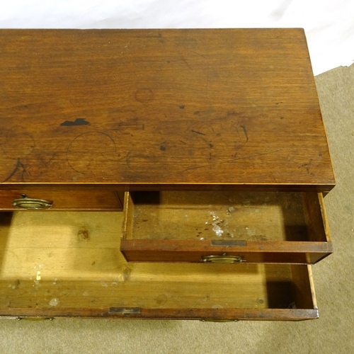 247 - A Georgian square mahogany chest of 3 long and 2 short drawers, width 91cm, height 94cm