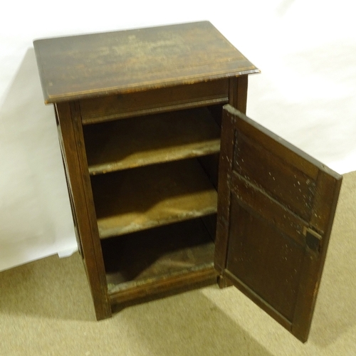 280 - 17th/18th century carved and panelled oak cupboard, height 106cm, width 68cm, depth 49cm