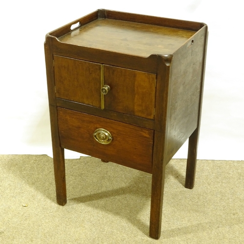 285 - A George III mahogany tray-top bedside cupboard, width 50cm