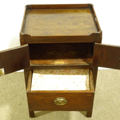 285 - A George III mahogany tray-top bedside cupboard, width 50cm