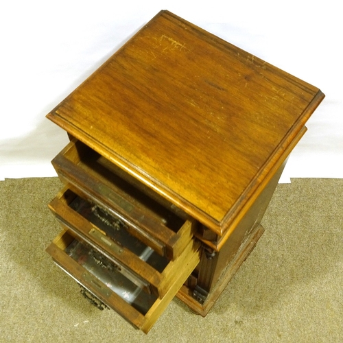 571 - A Victorian walnut narrow chest of 5 drawers, with carved pilasters, width 45cm, height 90cm