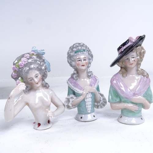 291 - A group of 6 porcelain Boudoir half dolls, early 20th century, largest height 11cm (6)