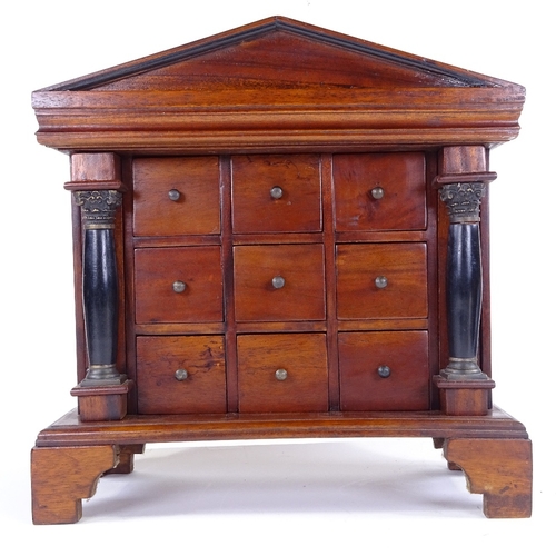 309 - A Regency style mahogany table-top chest of drawers, late 20th century, width 41cm