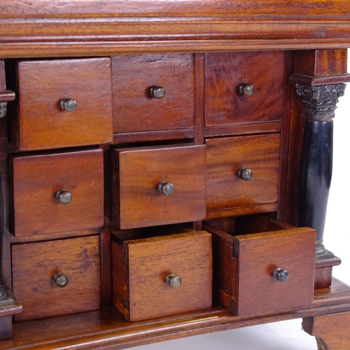 309 - A Regency style mahogany table-top chest of drawers, late 20th century, width 41cm