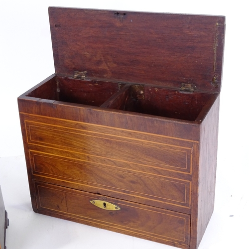 316 - A Victorian mahogany tea caddy in the form of a knife box, height 14cm, width 9cm, a mahogany jewel ... 