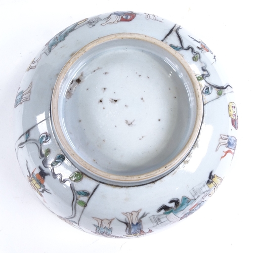 539 - A Chinese white glaze porcelain bowl, with hand painted and enamelled figures, diameter 20cm, height... 