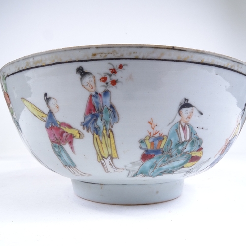 539 - A Chinese white glaze porcelain bowl, with hand painted and enamelled figures, diameter 20cm, height... 