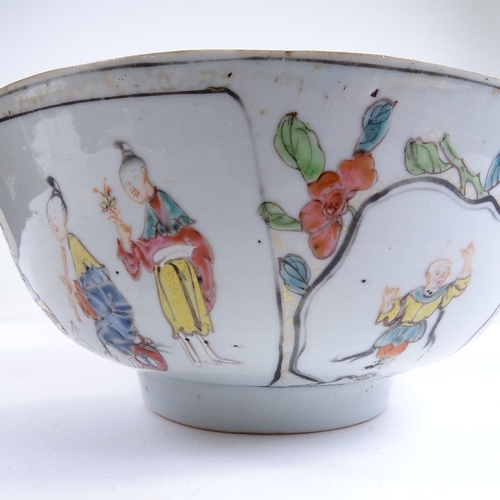 539 - A Chinese white glaze porcelain bowl, with hand painted and enamelled figures, diameter 20cm, height... 