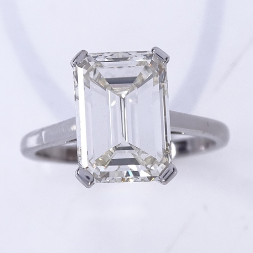 1103 - A 4.67ct emerald-cut solitaire diamond ring, with BGI Diamond Grading Report No. 611 K9 G15 11933 st... 