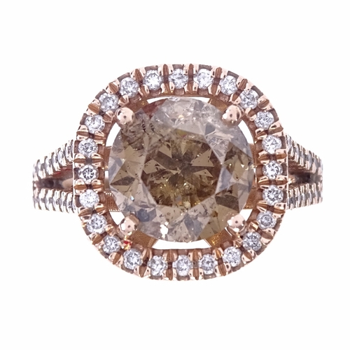 1104 - A 4.15ct Fancy Light Brown diamond cluster ring, with GEL Labs Diamond Grading Report No. GEL1163307... 