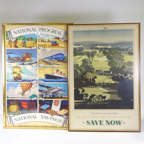 411 - 2 original National Savings Committee poster prints, designed by Rowland Hilder and Lawrence Stone, ... 