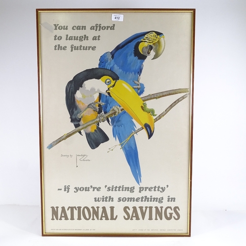 412 - Original National Savings Committee poster designed by Lawson Wood, framed, overall frame dimensions... 