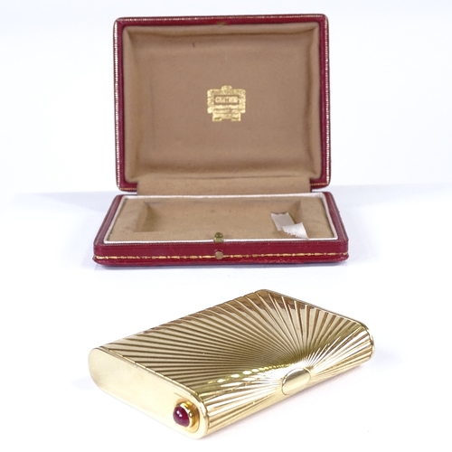 1124 - CARTIER - an Art Deco 18ct gold gem-set cigarette case, circa 1950s, rounded oblong form with all ov... 