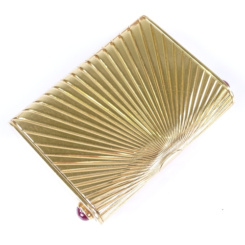 1124 - CARTIER - an Art Deco 18ct gold gem-set cigarette case, circa 1950s, rounded oblong form with all ov... 