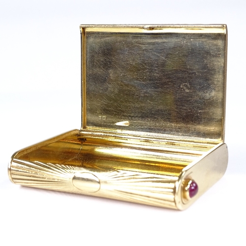 1124 - CARTIER - an Art Deco 18ct gold gem-set cigarette case, circa 1950s, rounded oblong form with all ov... 