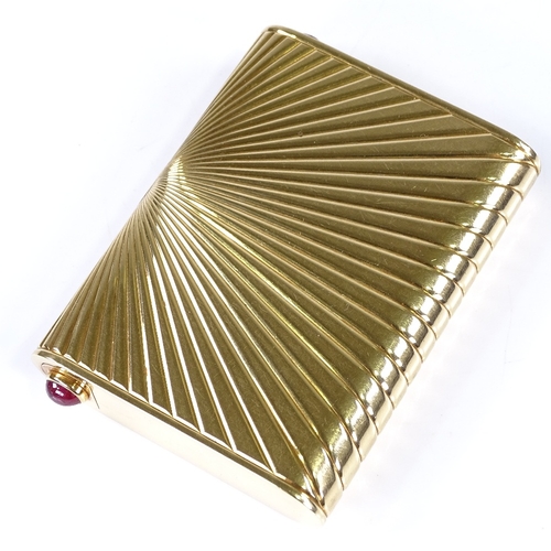 1124 - CARTIER - an Art Deco 18ct gold gem-set cigarette case, circa 1950s, rounded oblong form with all ov... 