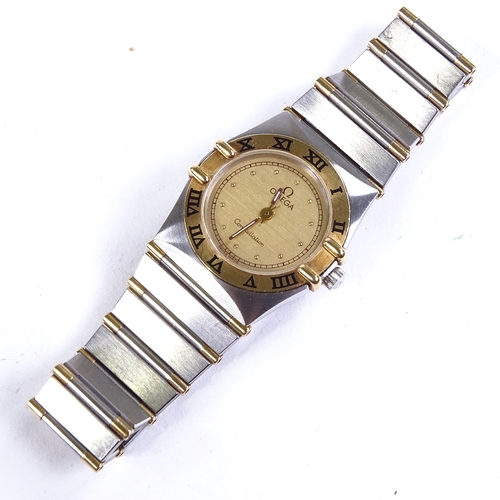 1013 - OMEGA - a lady's Vintage stainless steel and gold Constellation quartz wristwatch, ref. 795.1080.1, ... 