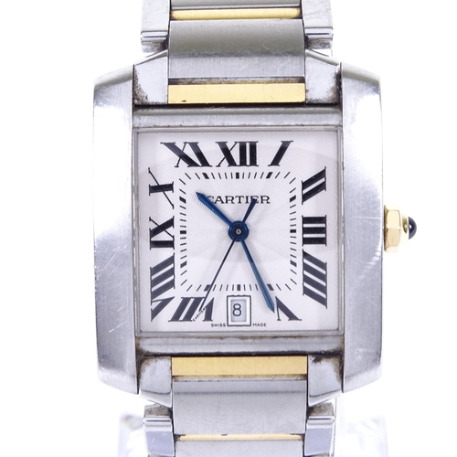 1015 - CARTIER - a lady's mid-size bi-metal Tank Francaise automatic wristwatch, ref. 2302, silvered engine... 