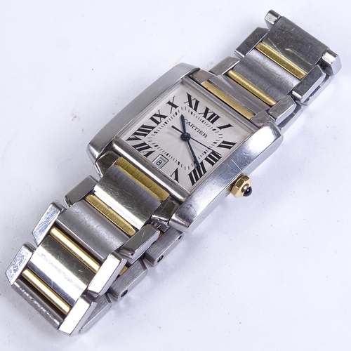 1015 - CARTIER - a lady's mid-size bi-metal Tank Francaise automatic wristwatch, ref. 2302, silvered engine... 