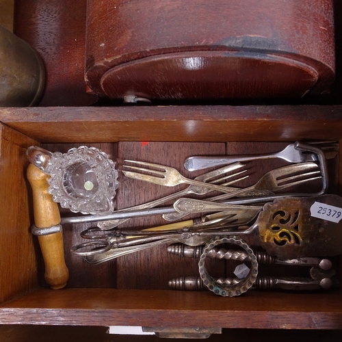 115 - Various collectables, including artist's lay figures, model ship, blow torch, plated cutlery etc (bo... 