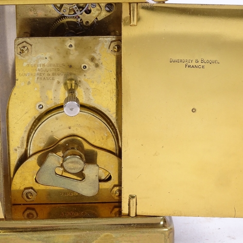 187 - A French brass-cased 8-day carriage clock, by Bayard, 7 jewel movement, serial no. 755075, case heig... 