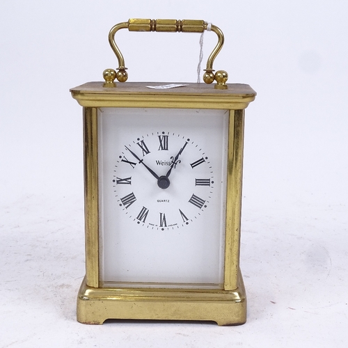 188 - A modern brass-cased carriage clock, by Weiss, quartz movement, case height 12cm, not seen working