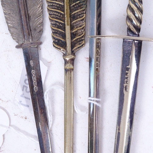 210 - A group of 19th century silver plated letter openers, largest length 29cm (6)