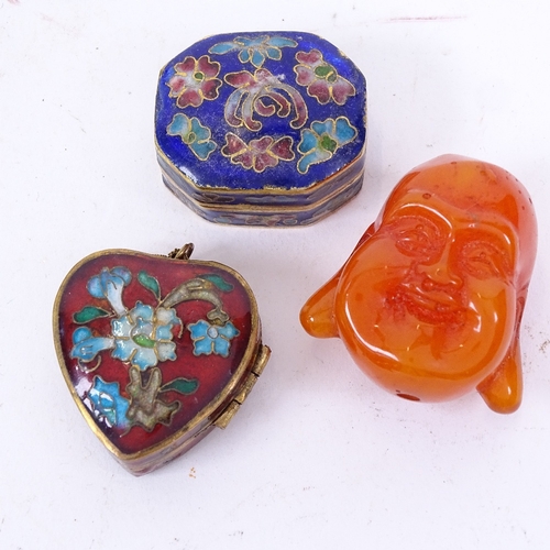 217 - A group of Chinese cloisonne enamel items, including miniature mandolin, bird box, dishes etc (boxfu... 