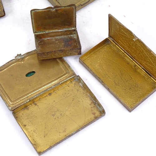 236 - A group of stone set brass trinket boxes, and a combination book Vesta case (boxful)