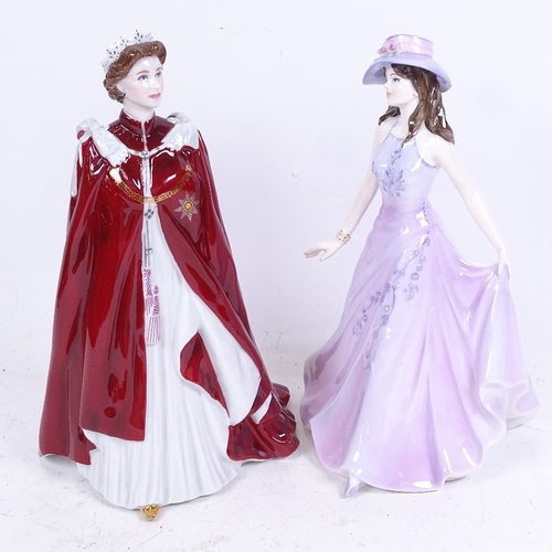 267 - A Coalport Ladies of Fashion Emma figure, and a Royal Worcester Queen Elizabeth II figure, height 23... 