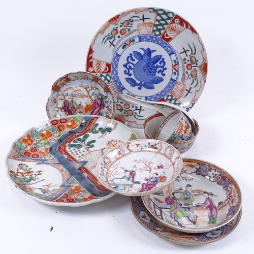 62 - A group of Oriental ceramic plates and bowls, largest diameter 22cm, mostly A/F (9)