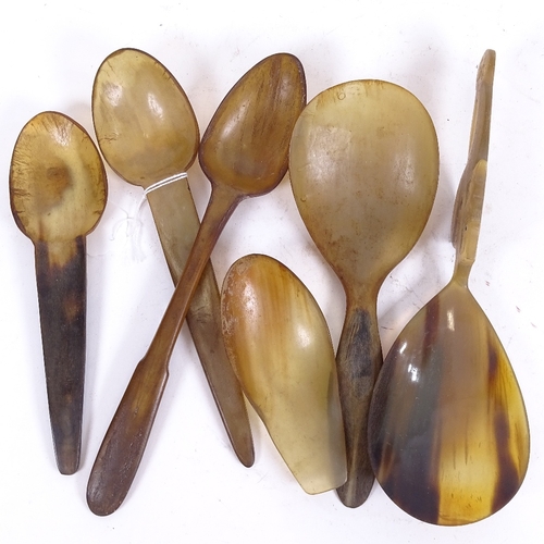 97 - A group of horn spoons and ladles, mainly 18th century, largest length 27cm (6)