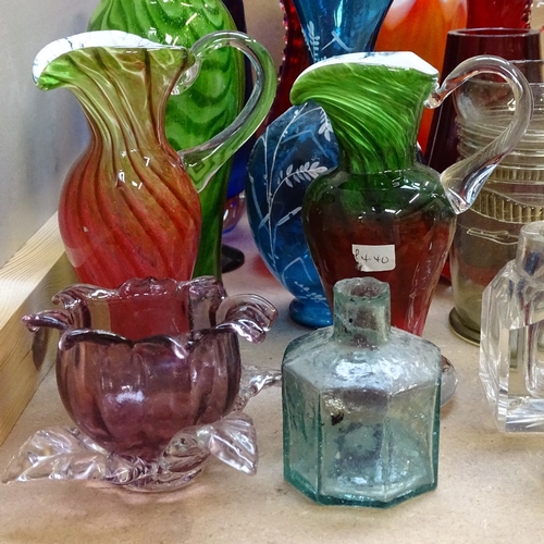 323 - A group of decorative glassware, including a red Whitefriars jug, 17cm