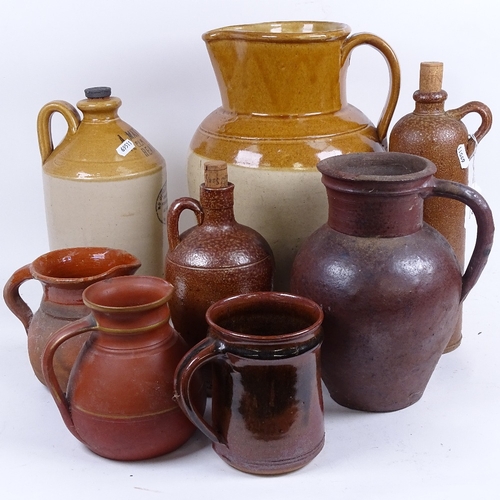 326 - 19th century Pratt & Co jug, 14.5cm, large glazed stoneware jug, a Reading flagon etc