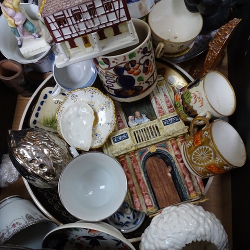 344 - 19th century coffee cans, various teaware, and ornaments