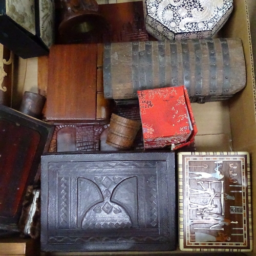 345 - Decorative boxes, a candlestick etc