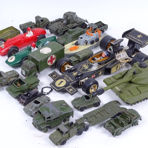 356 - A box of military diecast vehicles, including a Dinky Chieftain Tank