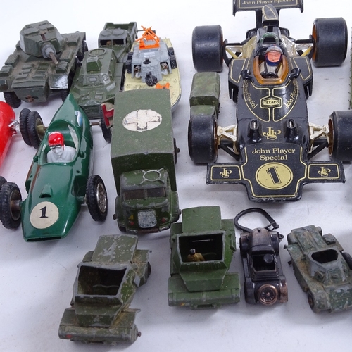 356 - A box of military diecast vehicles, including a Dinky Chieftain Tank