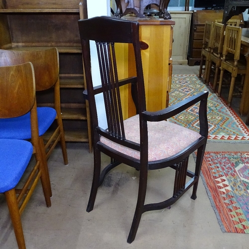 1775 - A Liberty & Co Arts and Crafts Langley armchair, with spindle back and stretcher detail