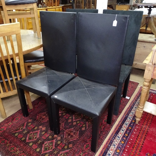 1776 - A set of 4 B and B Italia Arcadia high-back dining chairs, 2 in black leather and 2 in black suede l... 