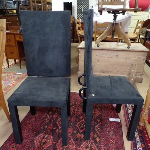 1776 - A set of 4 B and B Italia Arcadia high-back dining chairs, 2 in black leather and 2 in black suede l... 