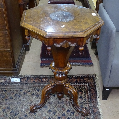 1778 - A Victorian walnut trumpet work table, W50cm, H75cm