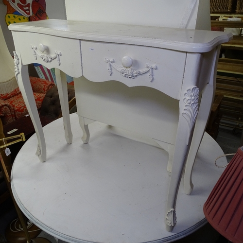 1953 - A modern white painted 3-drawer bureau, and matching console table