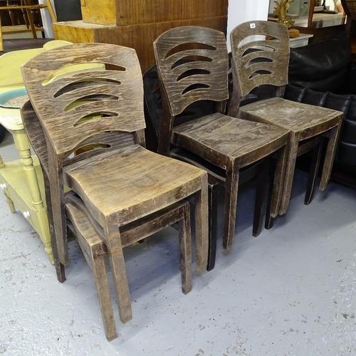 1961 - A set of 6 stained ply ladder-back style dining chairs