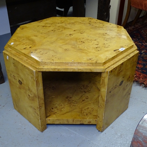 2041 - A burr-walnut veneered octagonal coffee table in Art Deco style, W80cm, H46cm