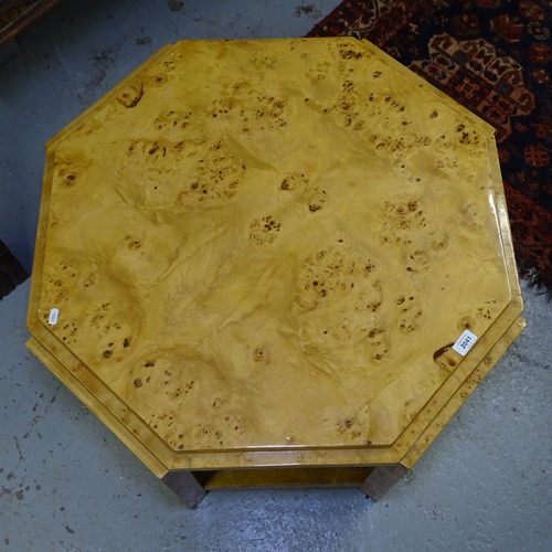 2041 - A burr-walnut veneered octagonal coffee table in Art Deco style, W80cm, H46cm