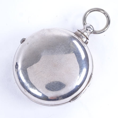 1001 - An early 19th century silver pair-cased open-face key-wind Verge pocket watch, white enamel dial wit... 