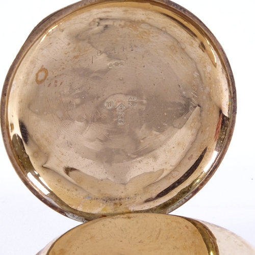 1005 - An early 20th century 9ct rose gold open-face top-wind pocket watch, white enamel dial with Roman nu... 