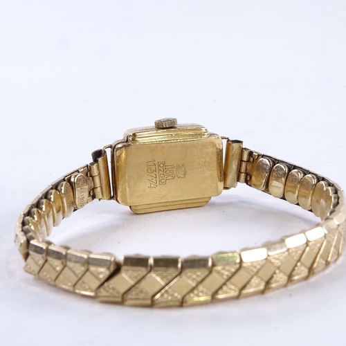 1011 - LIGHT - a lady's Vintage 18ct gold mechanical wristwatch, silvered dial with gilt eighthly Arabic nu... 